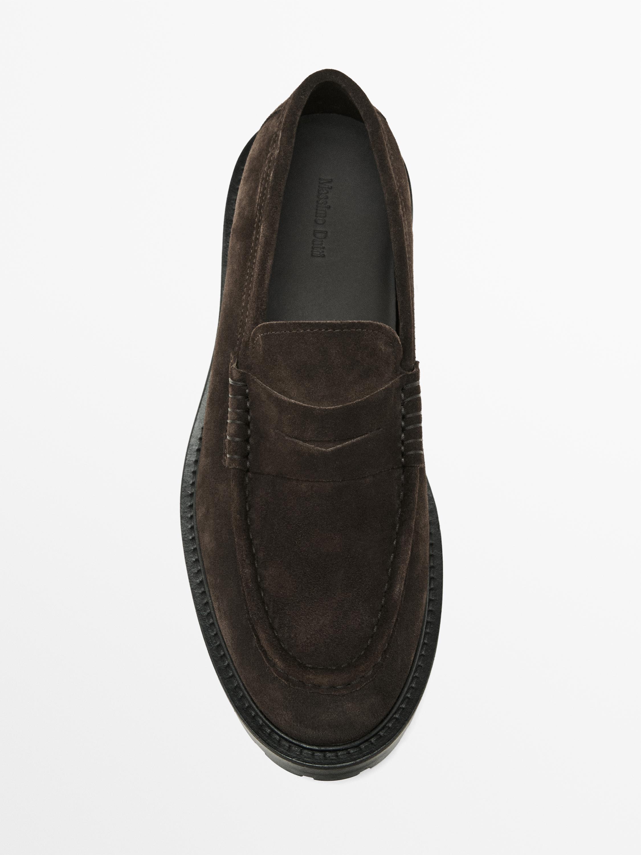 Track sole penny loafers